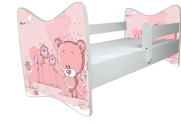 BabyBoo Dětská postýlka LUX Medvídek STYDLÍN růžový 140x70 cm