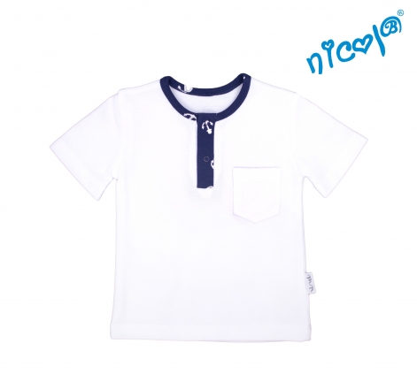 Dětské bavlněné tričko krátký rukáv Nicol, Sailor - bílé, vel. 128