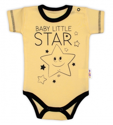 Body krátký rukáv Baby Nellys, Baby Little Star - žluté, vel. 56