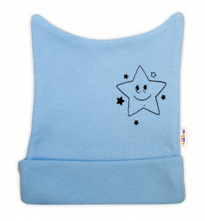 Baby Nellys Novorozenecká čepička , Baby Little Star - modrá, vel. 56