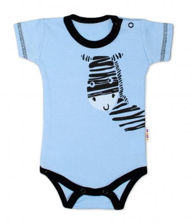 Baby Nellys Body krátký rukáv , Zebra - modré, vel. 74
