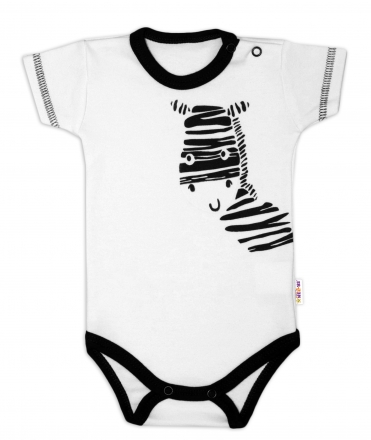 Body krátký rukáv Baby Nellys, Zebra - bílé, vel. 80