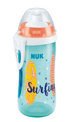 Lahvička Nuk Junior Cup 300 ml Beach - tyrkysová/lososová NUK