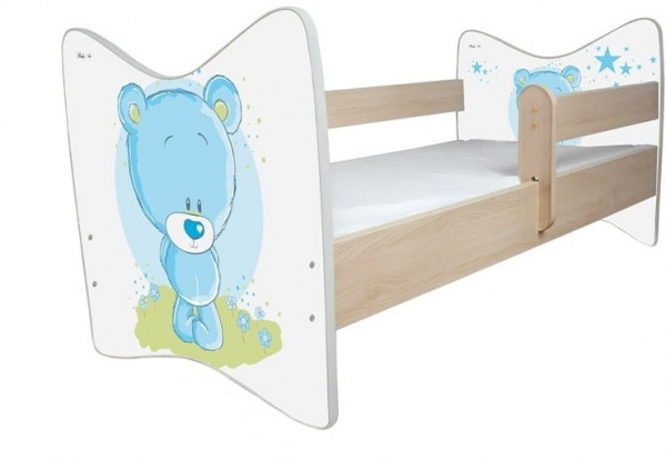 BabyBoo Dětská postel LUX Medvídek STYDLÍN modrý 140x70 cm