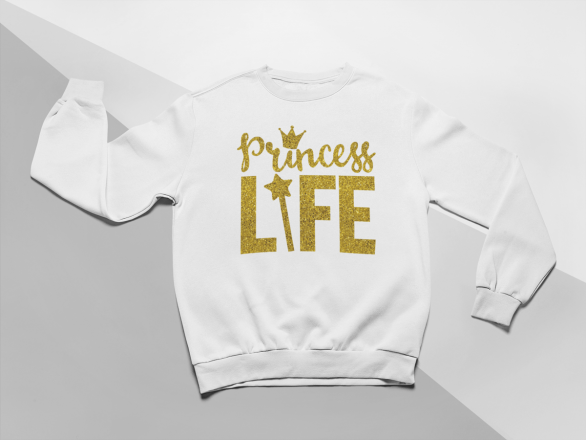 KIDSBEE Moderní dětská dívčí mikina Princess Life - bílá, vel. 122