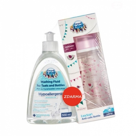 Canpol Babies Sada antikoliková lahvička 240 ml Lodička růžová + mycí prostředek ZDARMA Canpol Babies