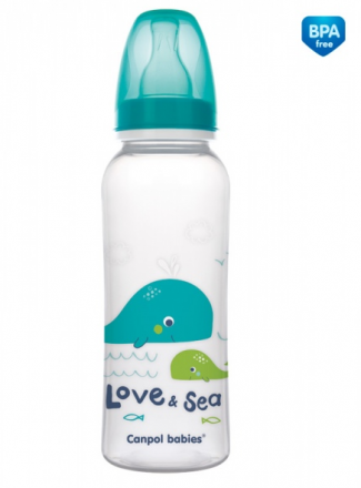 Canpol babies Lahvička s potiskem 250 ml Love&Sea - tyrkysová Canpol Babies