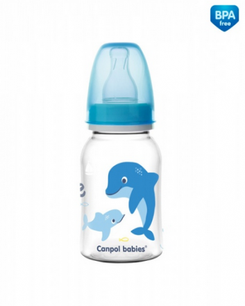 Canpol babies Lahvička s potiskem 120 ml Love&Sea - modrá Canpol Babies