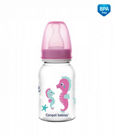 Canpol babies Lahvička s potiskem 120 ml Love&Sea - růžová Canpol Babies