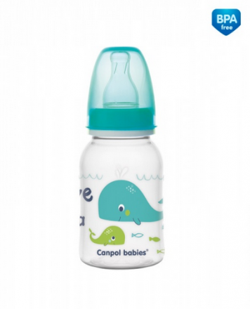Canpol babies Lahvička s potiskem 120 ml Love&Sea - tyrkysová Canpol Babies