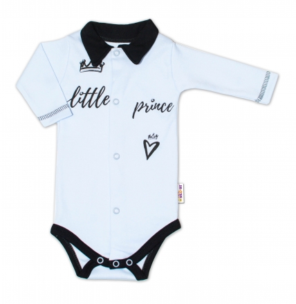 Baby Nellys Body dlouhý rukáv s límečkem, vel. 68, modré Little Prince