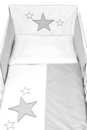 Mantinel s povlečením Baby Stars - šedý, 120x90 cm