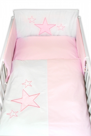 Mantinel s povlečením Baby Stars - růžový, vel. 135x100cm
