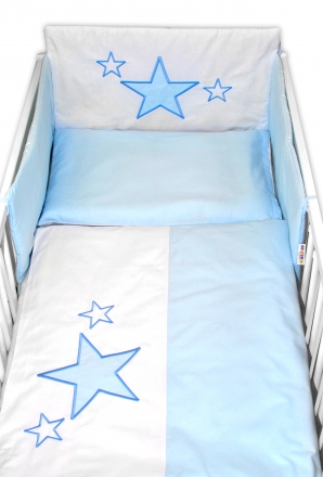 Mantinel s povlečením Baby Stars - modrý, vel. 135x100 cm