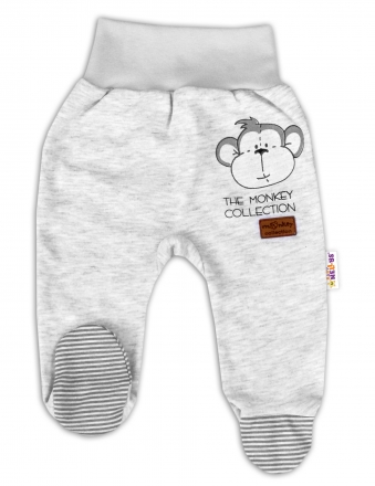 Baby Nellys Kojenecké polodupačky Monkey - sv. šedý melírek, vel. 68