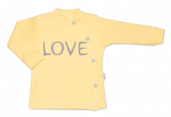 Baby Nellys Bavlněná košilka Love zapínání bokem - žlutá, vel. 56