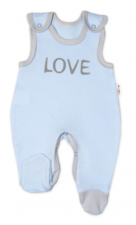 Kojenecké bavlněné dupačky Baby Nellys, Love - modré, vel. 74 Baby Nellys