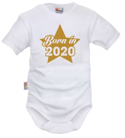 DEJNA Body krátký rukáv Born in 2020 - bílé, vel. 80