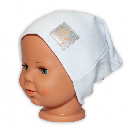 Dětská funkční čepice s dvojitým lemem - bílá, vel. 110