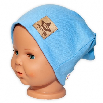 Baby Nellys Hand Made Dětská funkční čepice s dvojitým lemem - sv. modrá, vel. 110