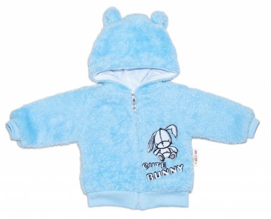 Zimní kabátek chlupáčková bundička s kapucí Cute Bunny Baby Nellys - modrá, vel. 68
