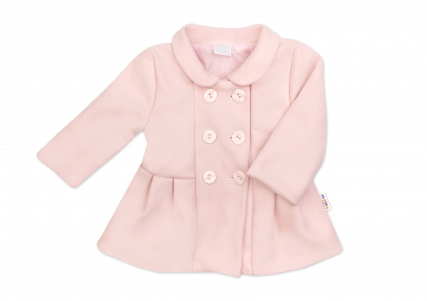 Baby Nellys Dětský flaušový kabátek, pudrově růžový, vel. 80