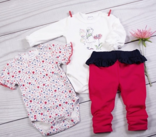 K-Baby 3 dílná sada - 2x body dlouhý a krátký rukáv, legínky s volánkem - Motýlek K-Baby 3 dílná sada - 2x body dlouhý a krátký rukáv, legínky s volánkem - Motýlek