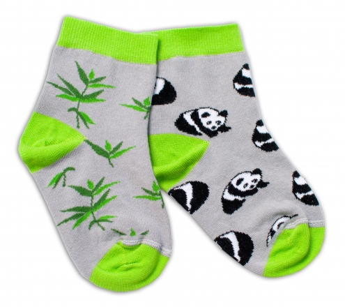 Baby Nellys Bavlněné veselé ponožky Panda - šedé, vel. 104/116