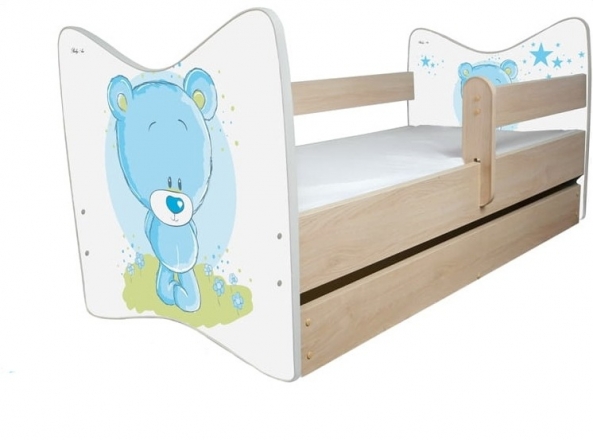 BabyBoo Dětská postýlka LUX Medvídek STYDLÍN modrý 140x70 cm + ŠUPLÍK