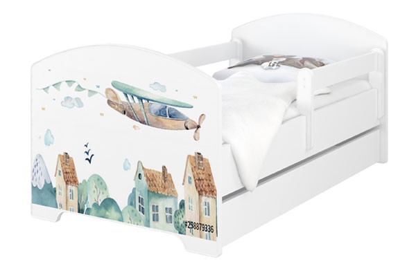 Dětská postel 140 x 70cm - Letadla + šuplík