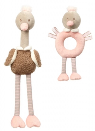 BabyOno Sada edukačních hraček - Ostrich Mcknox family, šedá, růžová BabyOno Sada edukačních hraček - Ostrich Mcknox family, šedá, růžová