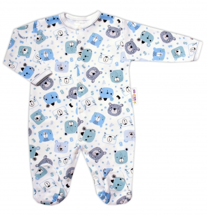 Baby Nellys Bavlněný kojenecký overal New Teddy, modrý, vel. 74
