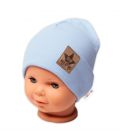 Žebrovaná dvouvrstvá čepice s lemem - sv. modrá, Baby Nellys