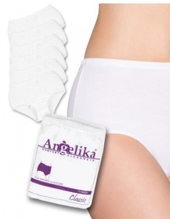 Bavlněné kalhotky Angelika s vysokým pasem, 6ks v balení, bílé, vel. XXL