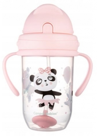 Fotografie Canpol babies Nevylévací hrníček se slámkou a závažím Exotic Panda - růžový, 270 ml Canpol Babies