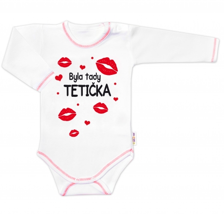 Body dlouhý rukáv s vtipným textem Baby Nellys, Byla tady tetička, vel. 80