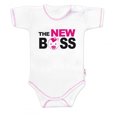 Body krátký rukáv s vtipným textem Baby Nellys, The New Boss, vel. 74, holka