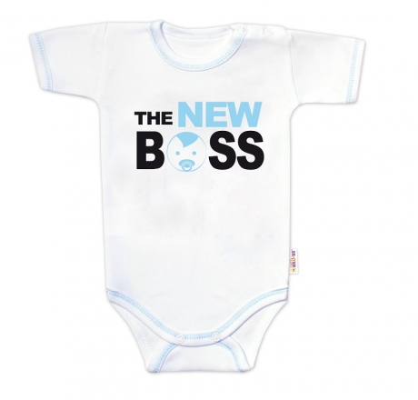 Body krátký rukáv s vtipným textem Baby Nellys, The New Boss, vel. 68, kluk