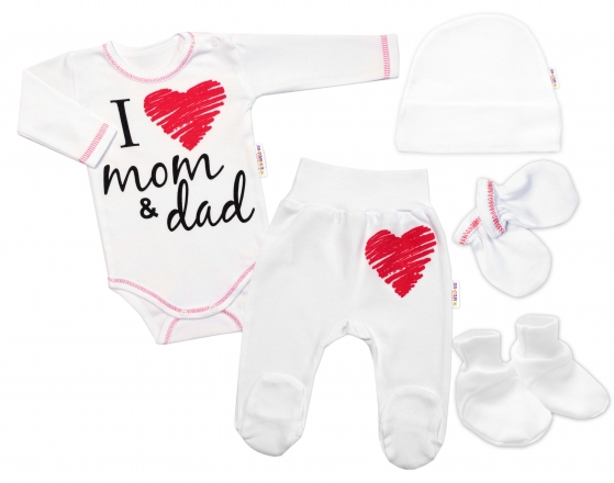 5-ti dílná soupravička do porodnice I love mom &amp; dad, unisex