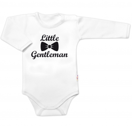 Body dl. rukáv Little Gentleman, bavlna Baby Nellys, bílo/černé, vel. 68