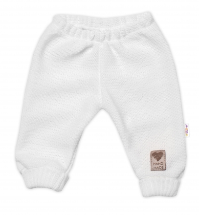 Pletené kojenecké kalhoty Hand Made Baby Nellys, bílé, vel. 68/74