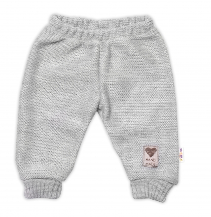 Pletené kojenecké kalhoty Hand Made Baby Nellys, šedé, vel. 68/74
