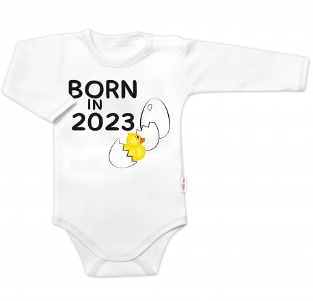 Body dlouhý rukáv s vtipným textem Baby Nellys, Born in 2023 , vel. 62