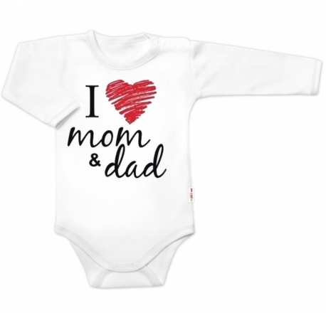 Body dlouhý rukáv Baby Nellys, I love mom &amp; dad, vel. 62, unisex