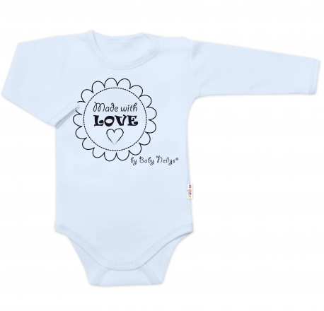 Baby Nellys Body dlouhý rukáv Made with love, , světle modré, vel. 74