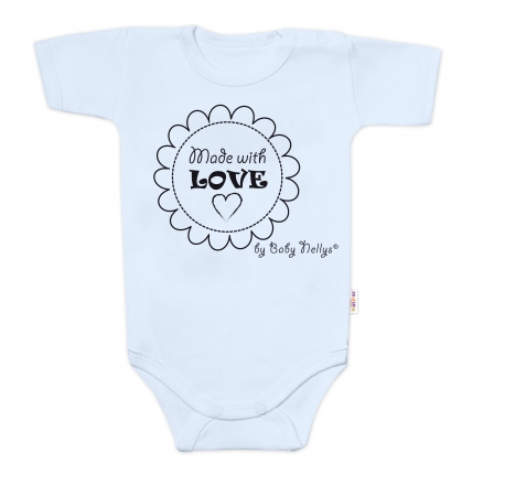 Baby Nellys Body krátký rukáv Made with love, , světle modré, vel. 80 Baby Nellys Body krátký rukáv Made with love, , světle modré, vel. 80