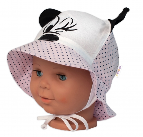 Letní klobouček Baby Nellys Minnie na zavazování, růžový