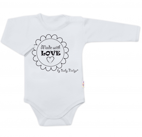 Baby Nellys Body dlouhý rukáv Made with love, , šedé, vel. 62 Baby Nellys Body dlouhý rukáv Made with love, , šedé, vel. 62