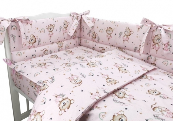 Mantinel s povlečením, 3D, bavlna, Little Balerina - růžová, 120x90 cm