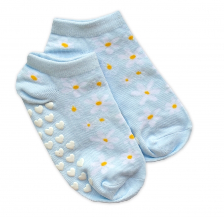 Dětské ponožky s ABS Květinky, vel. 27/30 - sv. modré